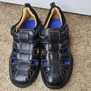 Dr Comfort Men's Black Leather Sandals Size9W